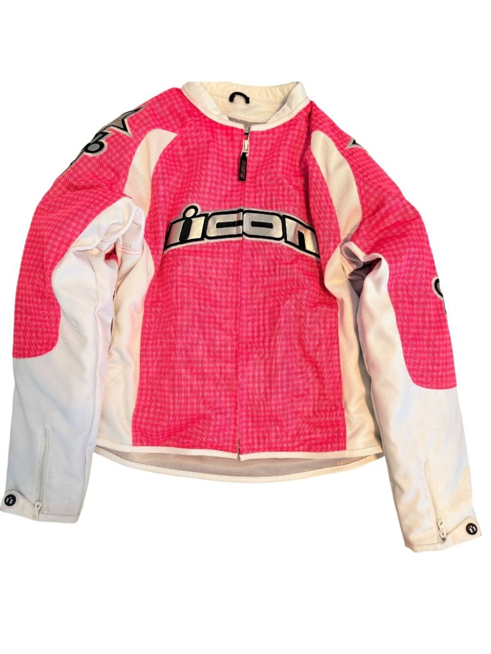 MEDIUM Womens Icon Glam Hooligan 2 Mesh Padded Pink Moto Dirt Bike Racing Jacket
